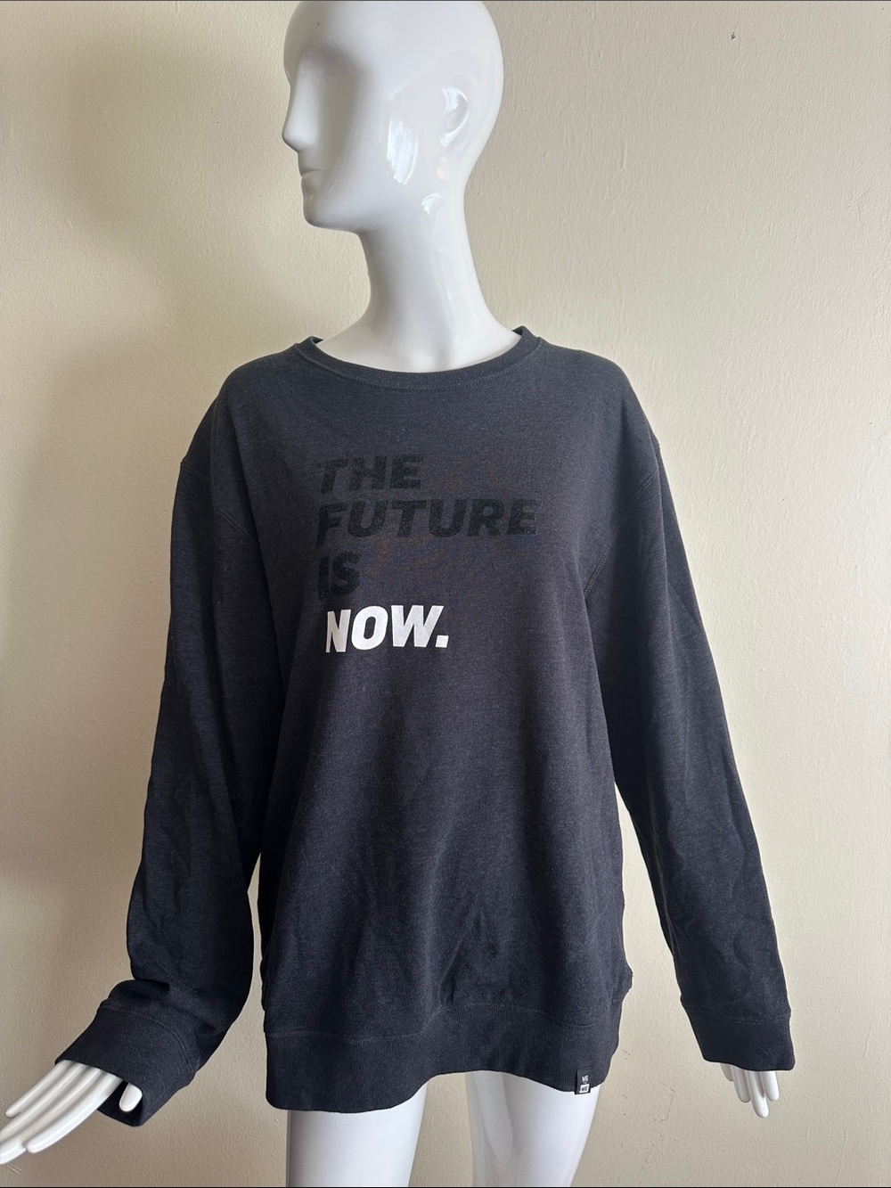 Me to We Black Graphic Crew Sweatshirt with White Accent